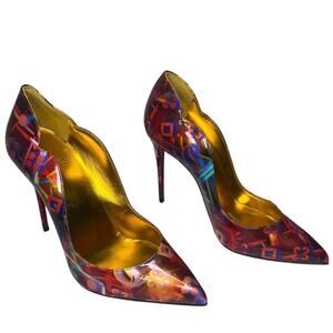 Christian Louboutin Hot Chick 100 Multicolor Discolaser Patent Leather Pumps 38